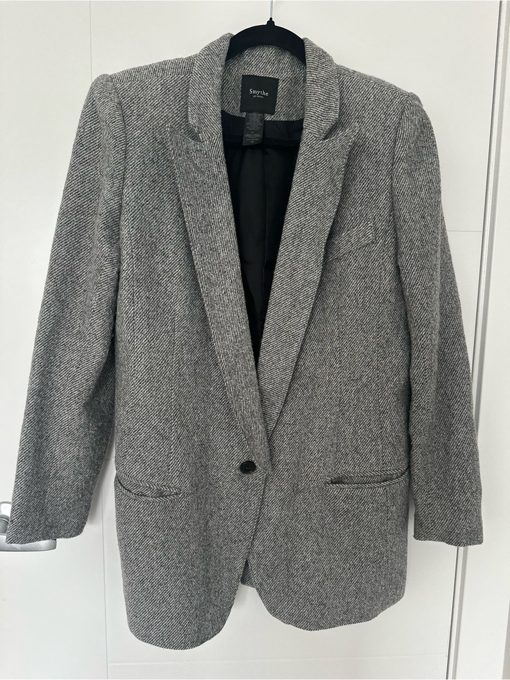 Smythe Grey Herringbone Tailored Single-Button Blazer